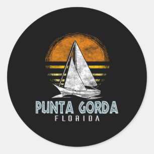 Vintage Nautical Boat Design Punta Gorda Florida Y Classic Round Sticker