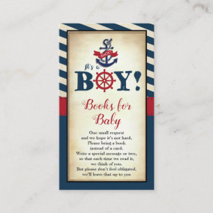 Vintage Nautical Boy Baby Shower Books for Baby Enclosure Card