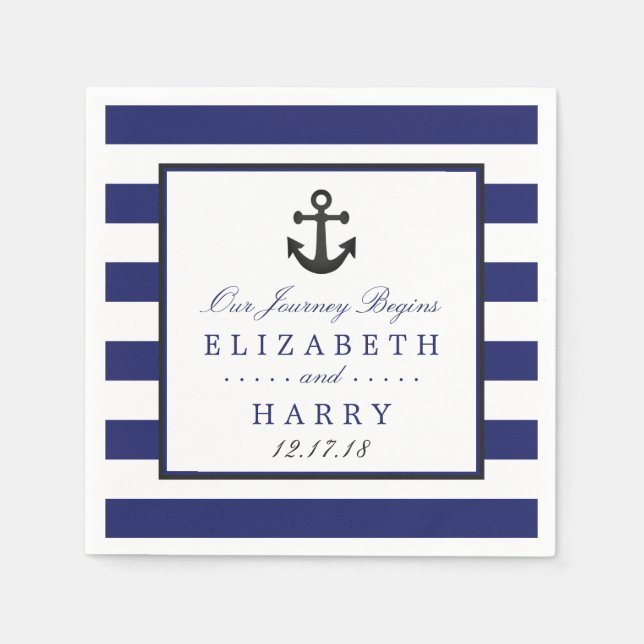 Vintage Nautical Charcoal Anchor Wedding Napkin (Front)