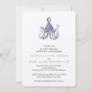 Vintage Nautical Coastal Octopus Invite