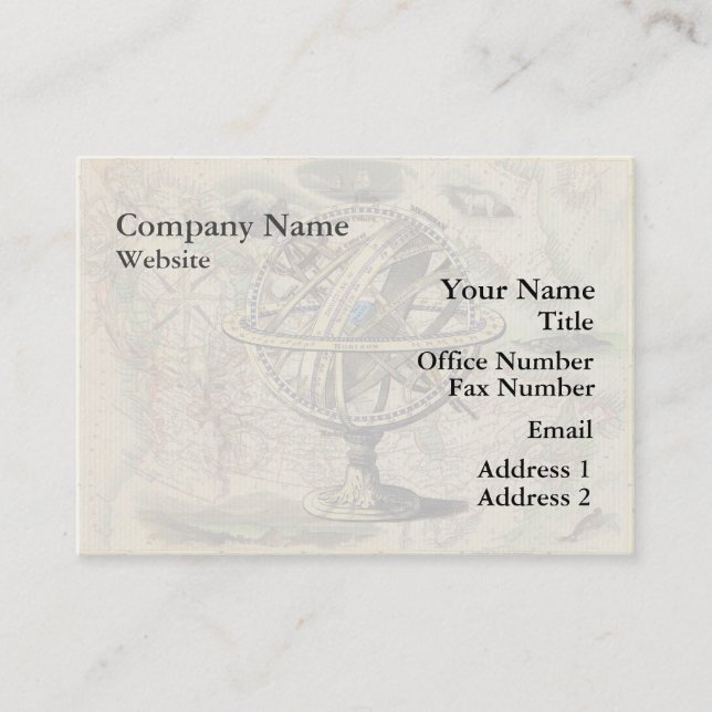Vintage Nautical Compass and Map Business Card (Front)