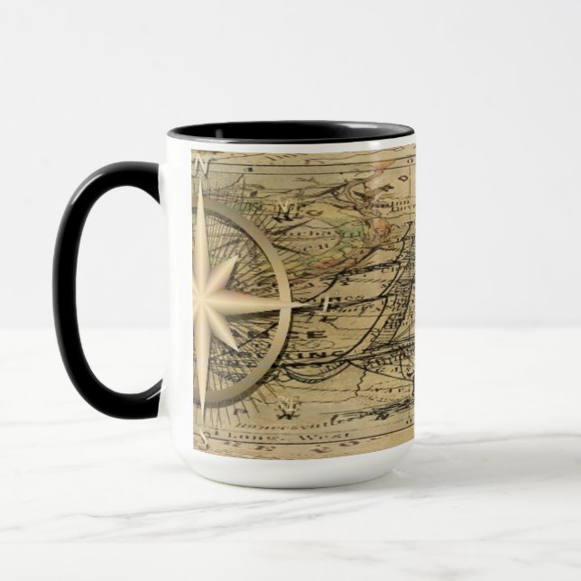 Vintage Nautical Compass Handsome Coffee Mug (Left)