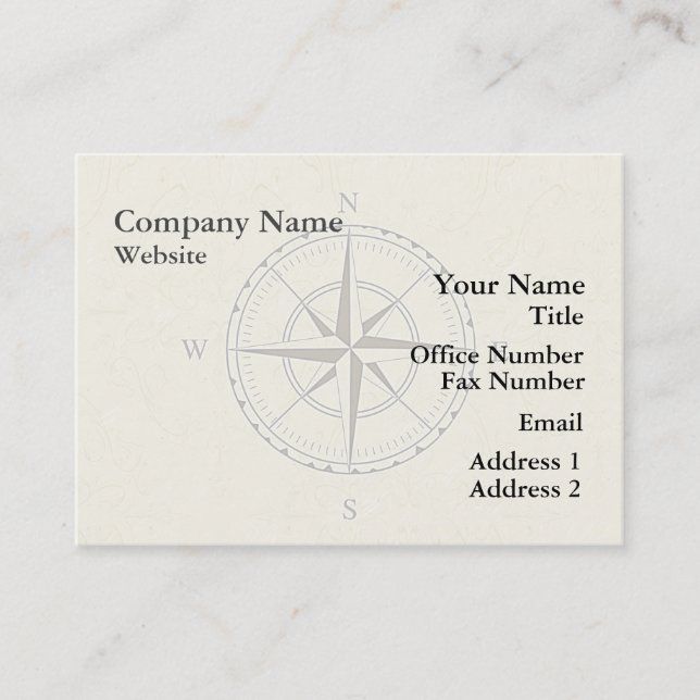 Vintage Nautical Compass Ivory Business Card (Front)