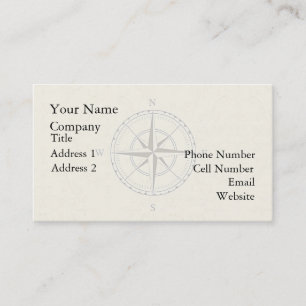 Vintage Nautical Compass Ivory Business Card