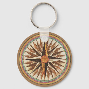 Vintage Nautical Compass Key Ring