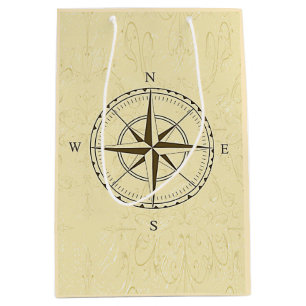Vintage Nautical Compass Rose Ivory Medium Gift Bag