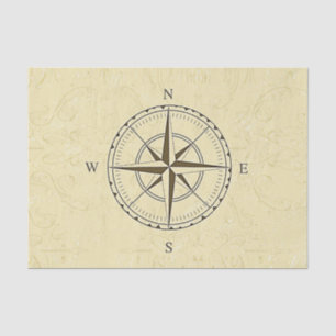 Vintage Nautical Compass Rose Ivory Tissue Paper