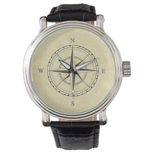Vintage Nautical Compass Rose Ivory Watch