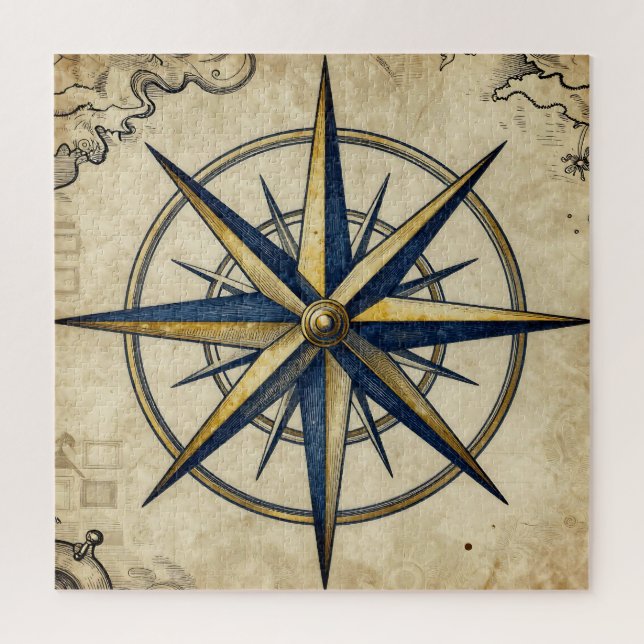 Vintage Nautical Compass Rose Jigsaw Puzzle (Vertical)