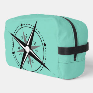 Vintage Nautical Compass Turquoise Toiletry Bag