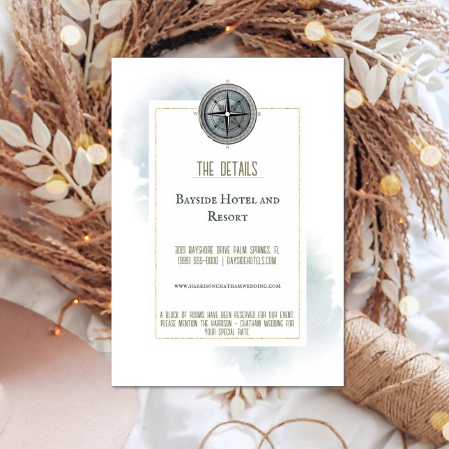 Vintage Nautical Compass Wedding Enclosure Card (Vintage Nautical Compass Wedding Enclosure Card)