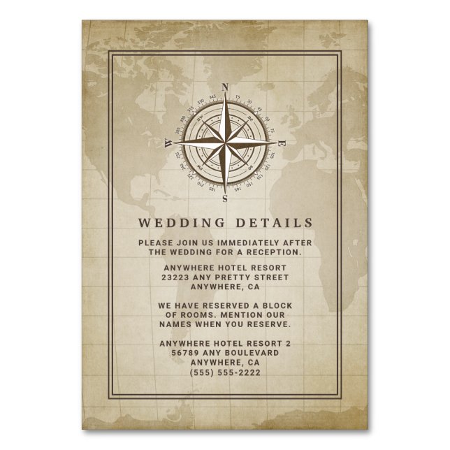 Vintage Nautical Compass Wedding Enclosure Cards (Front)