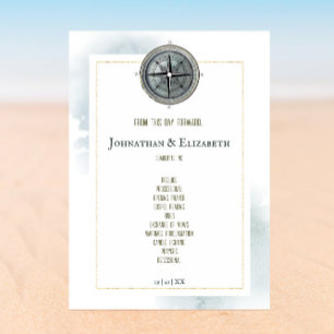 Vintage Nautical Compass Wedding Programme