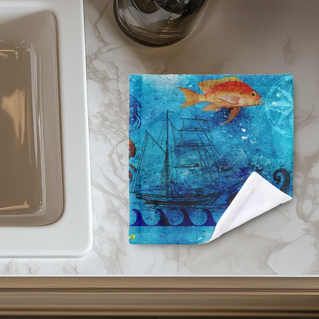 Vintage Nautical Deep Blue Sea Wash Cloth (Creator Uploaded)