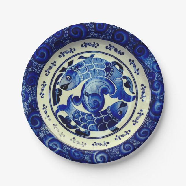 Vintage Nautical Fish Paper Plates (Front)
