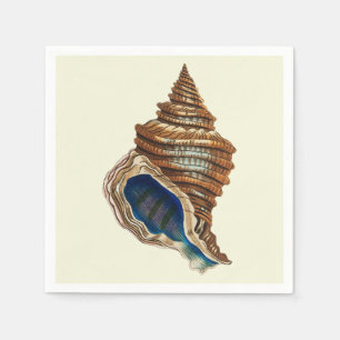 Vintage Nautical George Shaw Blue Conch Shell Art Napkin