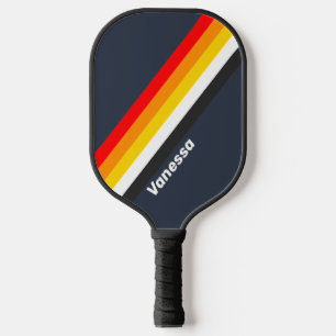 Vintage Nautical Harbour Stripes with Name Pickleball Paddle