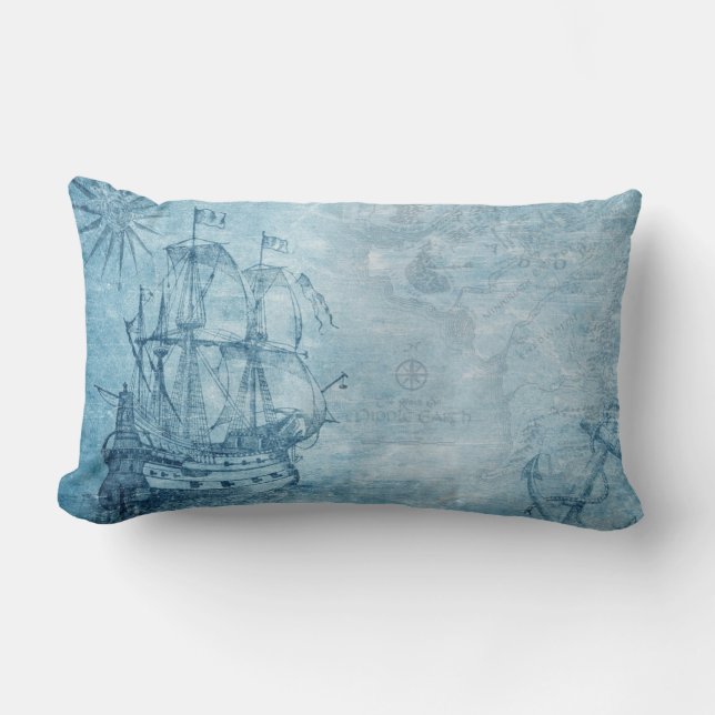 Vintage Nautical Inspired Throw Pillow (Front)