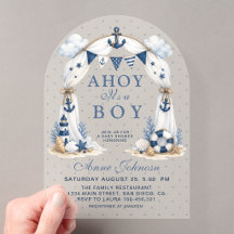 Vintage Nautical Lighthouse Ahoy It's a Boy Baby