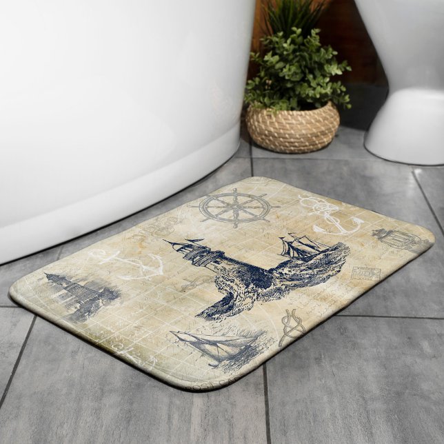 Vintage Nautical Lighthouse Bath Mat (Creator Uploaded)