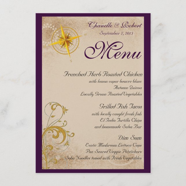 Vintage Nautical Menu cards (Front)