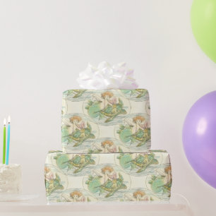 Vintage Nautical Mermaid with Sea Turtle Pattern Wrapping Paper