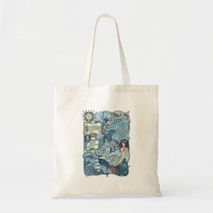 Vintage Nautical Navigation Compass Map Tote Bag