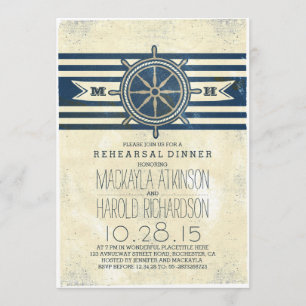 vintage nautical navy rehearsal dinner invitation