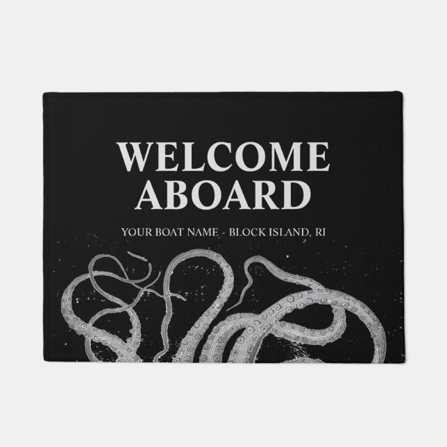 Vintage Nautical octopus Welcome Aboard Boat Doormat (Front)