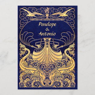 Vintage Nautical Old-Fashioned Wedding Invitations