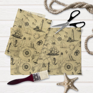 Vintage Nautical Pattern Old Map Decoupage Tissue Paper