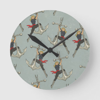 Vintage Nautical pattern Round Clock