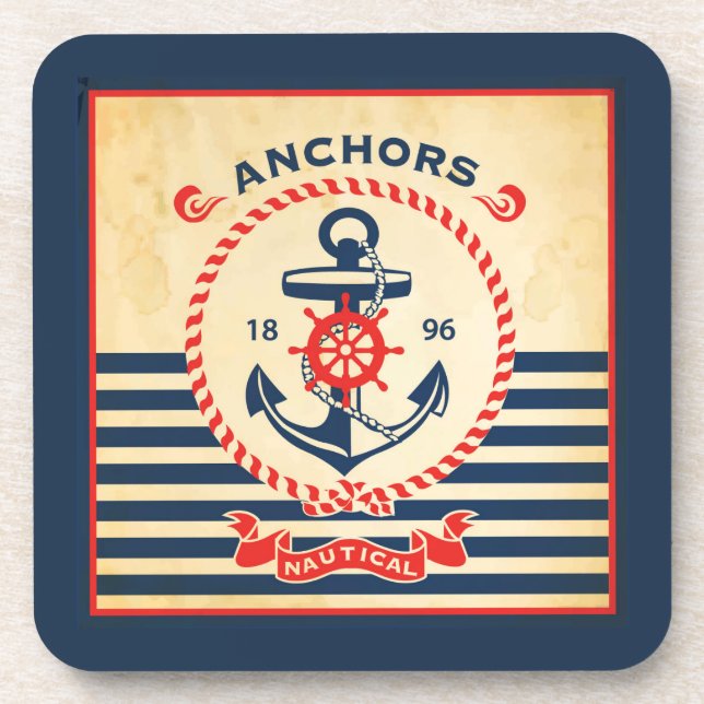 Vintage Nautical Poster Coaster (Front)