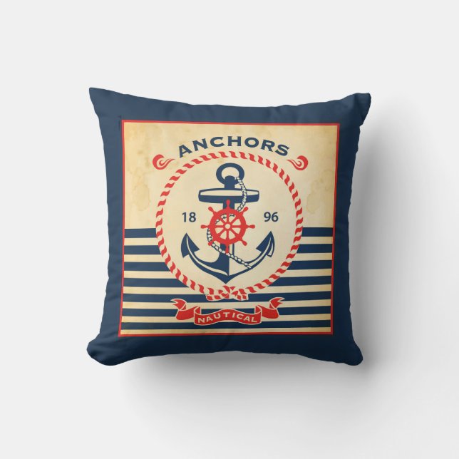 Vintage Nautical Poster Cushion (Front)