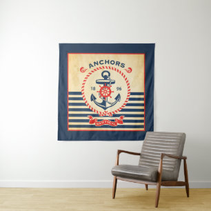 Vintage Nautical Poster Tapestry
