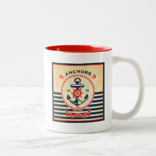 Vintage Nautical Poster Two-Tone Coffee Mug