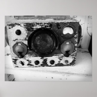 Vintage Nautical Radio Black and White Poster