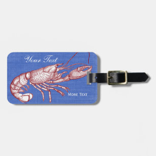 Vintage Nautical Red Lobster Custom Beach House Luggage Tag