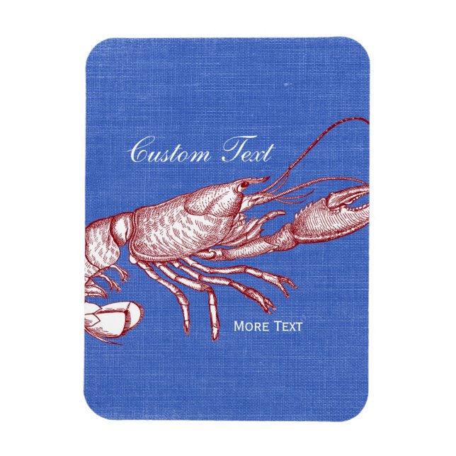 Vintage Nautical Red Lobster Custom Beach House Magnet (Vertical)