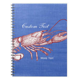 Vintage Nautical Red Lobster Custom Beach House Notebook
