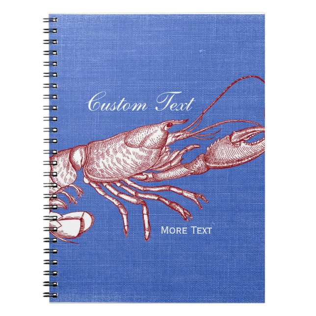 Vintage Nautical Red Lobster Custom Beach House Notebook (Front)