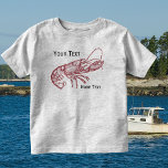 Vintage Nautical Red Lobster Custom Beach House Toddler T-Shirt<br><div class="desc">Celebrate the seaside and summer with this vintage nautical red lobster design. A rustic red lobster illustration is set against a beautiful blue faux linen background. Add your custom monogram or text - family name, beach house name, year established, etc - or delete text if you'd like. Perfect for the...</div>