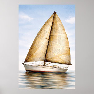 Vintage Nautical Sailboat Poster
