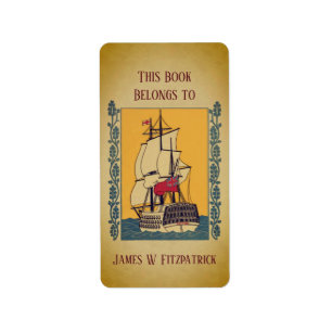 Vintage Nautical Sailing Ship Custom Bookplate Label