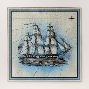 Vintage Nautical Sailing Ship Sail Boat Jigsaw Puzzle