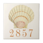 Vintage Nautical Scallop Seashell House Address Tile<br><div class="desc">Vintage Nautical Scallop Seashell House Address Tile
Add your own home address number to this tile for a stunning, elegant design. Please contact us if you need assistance.</div>