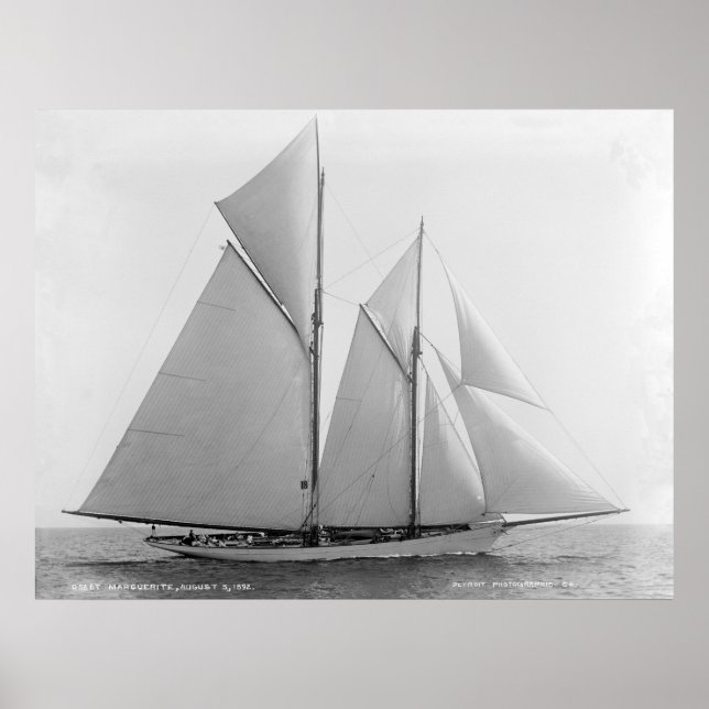 Vintage Nautical Schooner Marguerite Print (Front)