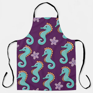 Vintage Nautical Seahorse Pattern Apron