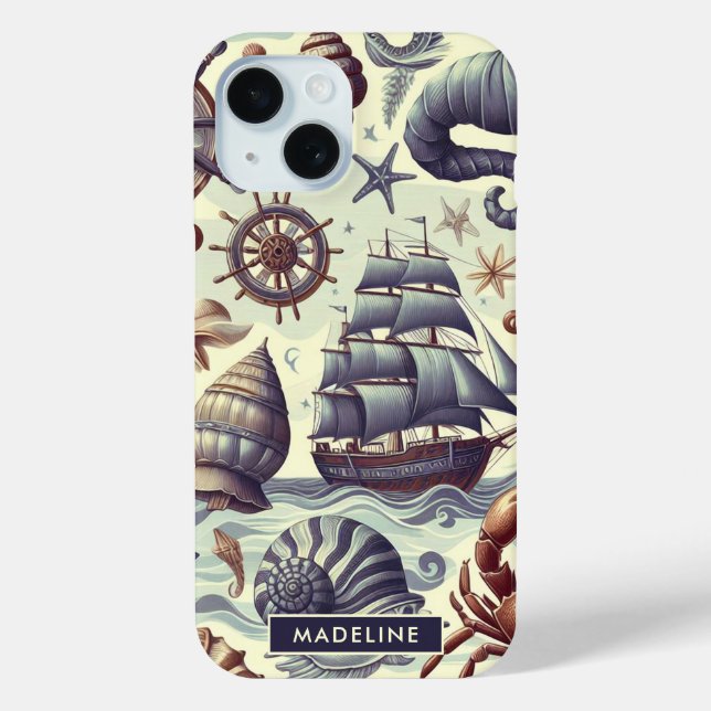 Vintage Nautical Sealife Illustration Case-Mate iPhone Case (Back)
