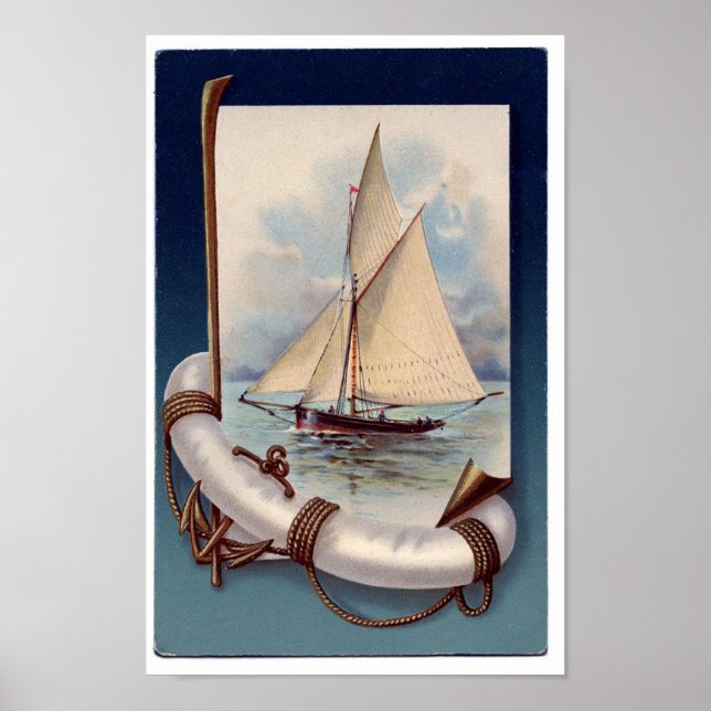 Vintage Nautical Ship Art Print Poster (Front)